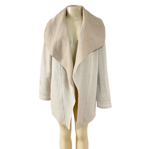 For Cynthia Beige Wool Blend Large‎ Long Collar Open Cardigan - Picture 1 of 7